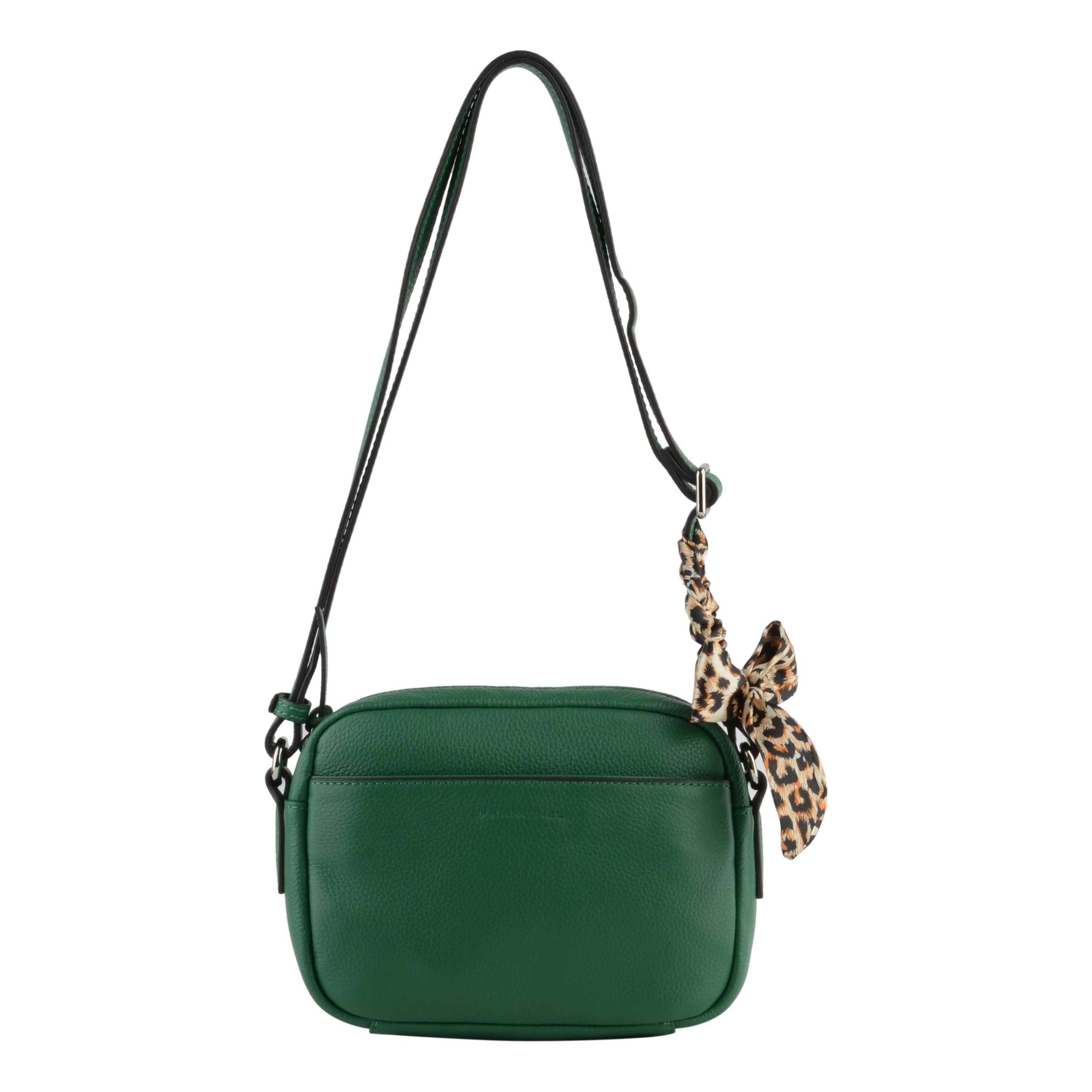 Florence sac port travers en cuir de vachette grain Vert