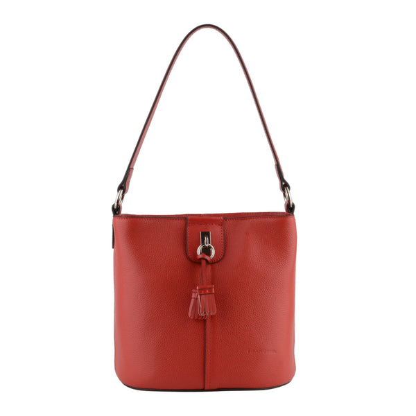 Soline - sac seau porté épaule en cuir de vachette grainé