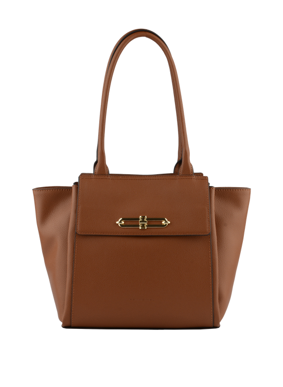 ABIGAIL - Sac shopping en cuir de vachette Camel