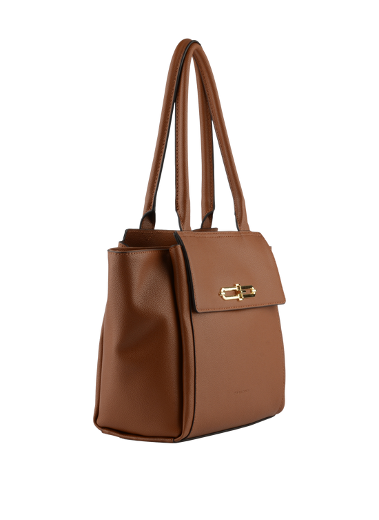 ABIGAIL - Sac shopping en cuir de vachette Camel