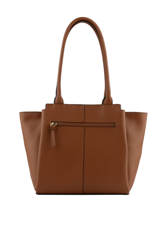 ABIGAIL - Sac shopping en cuir de vachette Camel