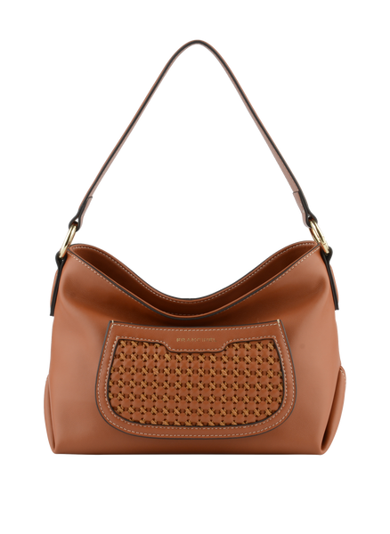 Dania - Sac porté épaule Camel tressé