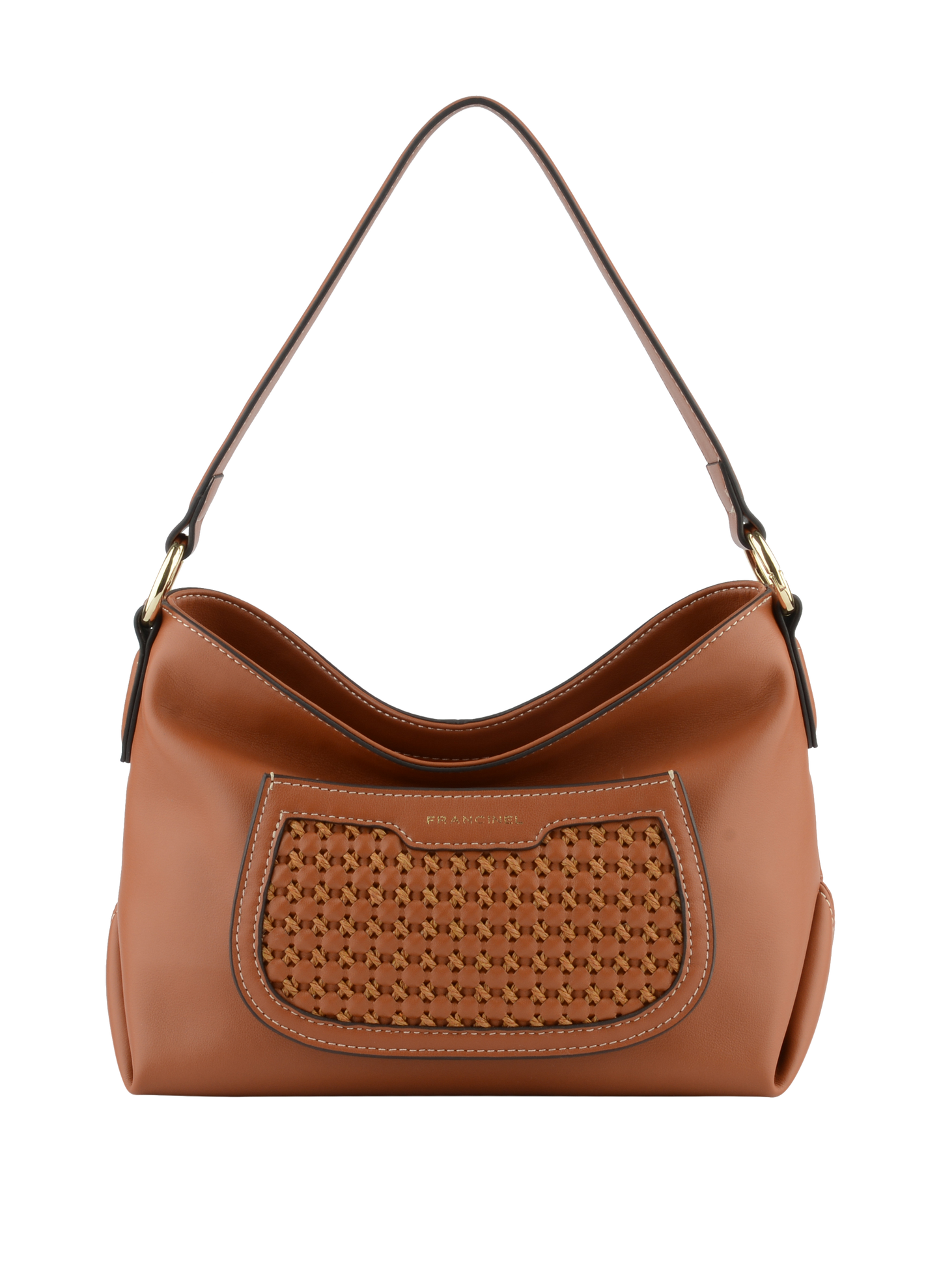 Dania - Sac porté épaule Camel tressé
