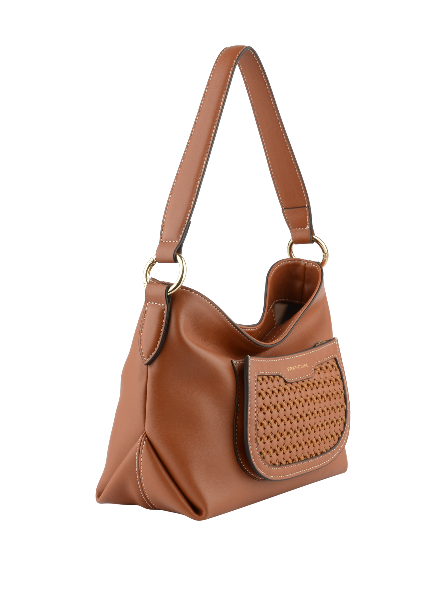 Dania - Sac porté épaule Camel tressé