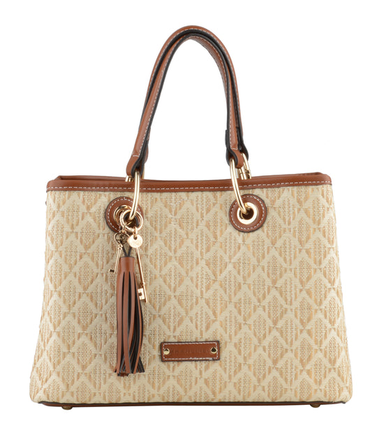 Izzy - Sac porté main beige motif / gold