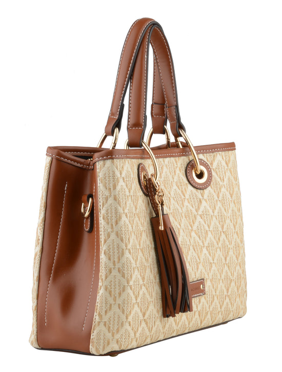 Izzy - Sac porté main beige motif / gold