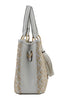 Izzy - Sac porté main beige motif /blanc