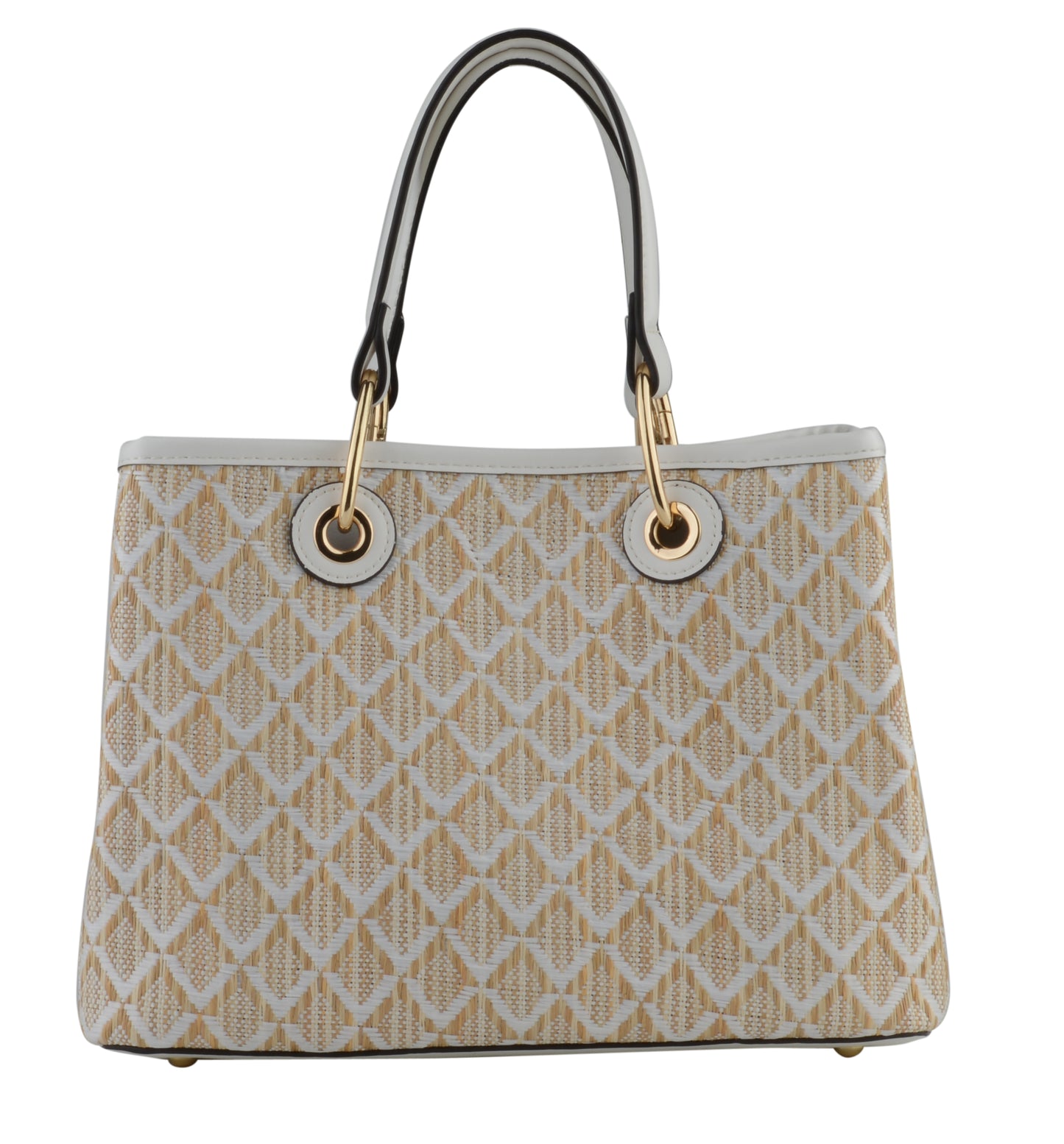 Izzy - Sac porté main beige motif /blanc