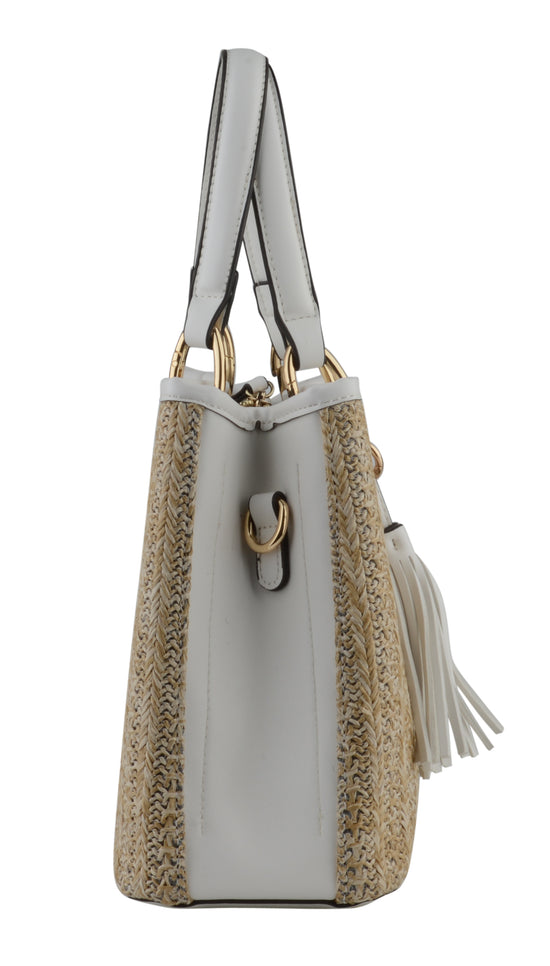 Izzy - Sac porté main beige /blanc