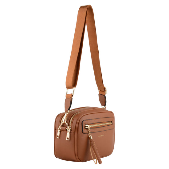 Naelle - sac porté travers en synthétique Camel