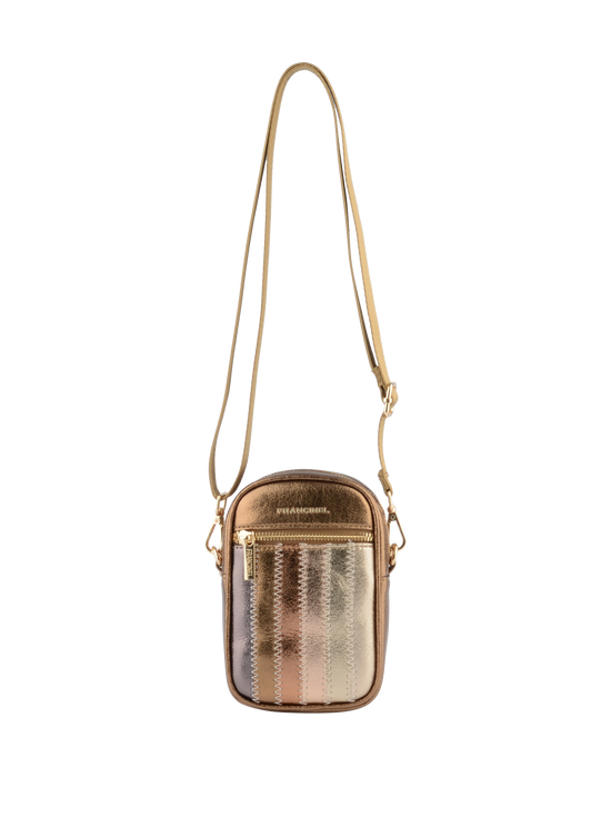 Odile - Pochette téléphone bronze multi