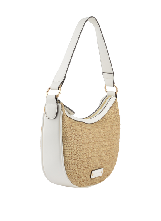 Louane - Sac porté épaule Beige/ Blanc