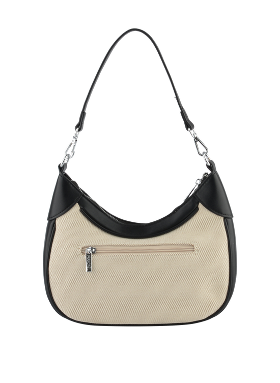 Rosalie - Sac porté épaule Beige/ Noir