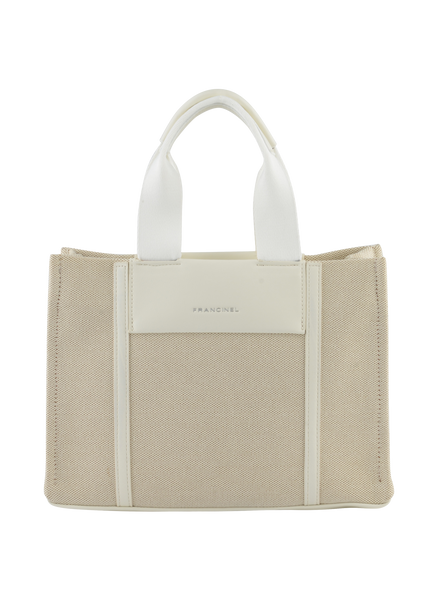 Rosalie - Petit sac porté main Beige/ Blanc