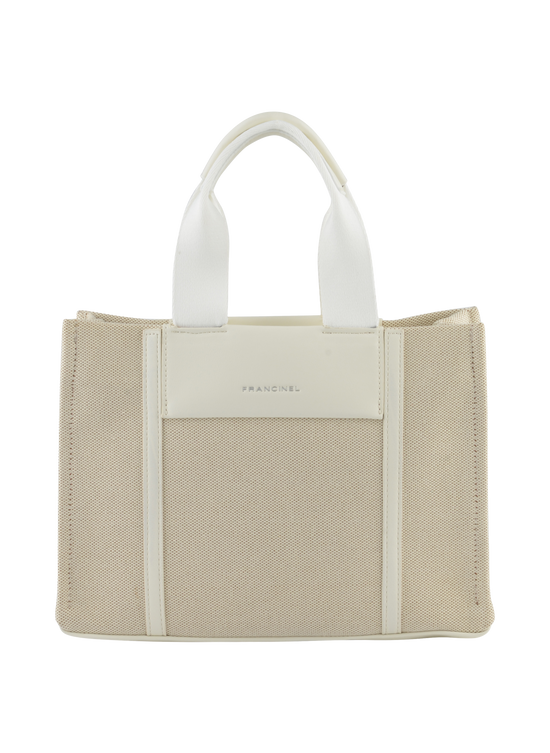 Rosalie - Petit sac porté main Beige/ Blanc