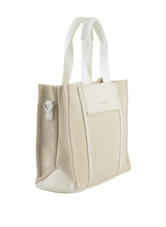 Rosalie - Petit sac porté main Beige/ Blanc