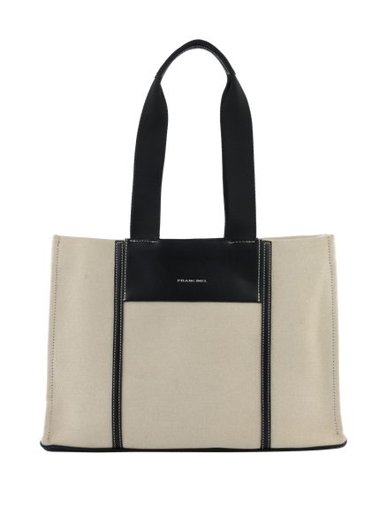 Rosalie - Grand sac porté épaule Beige/ Noir