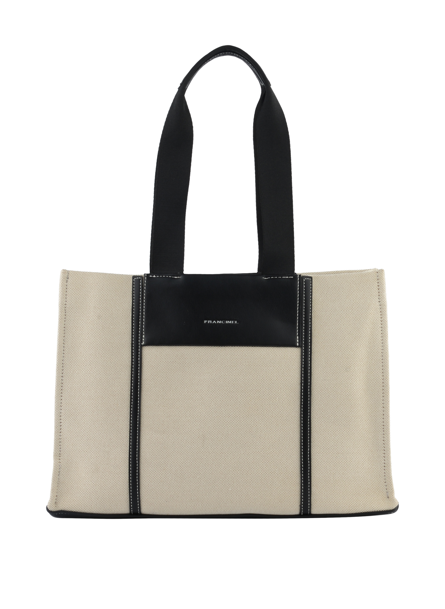 Rosalie - Grand sac porté épaule Beige/ Noir