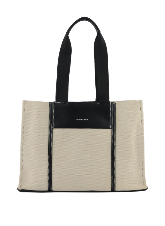 Rosalie - Grand sac porté épaule Beige/ Noir