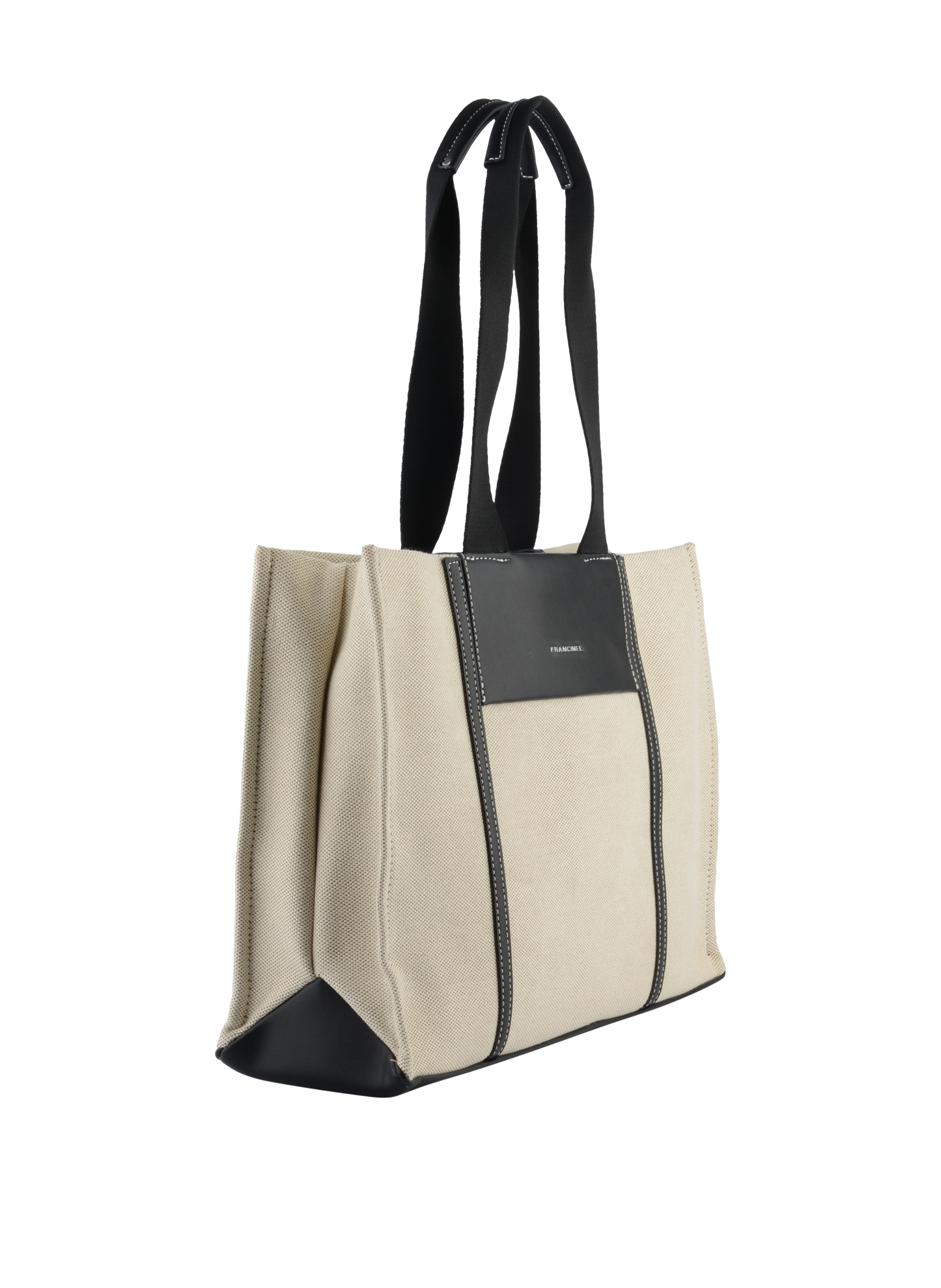 Rosalie - Grand sac porté épaule Beige/ Noir