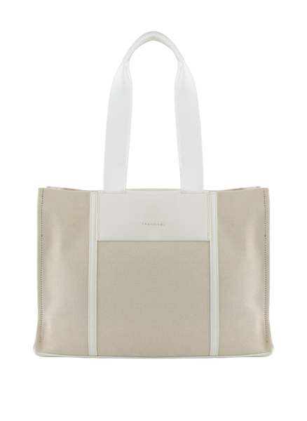 Rosalie - Grand sac porté épaule Beige/ Blanc