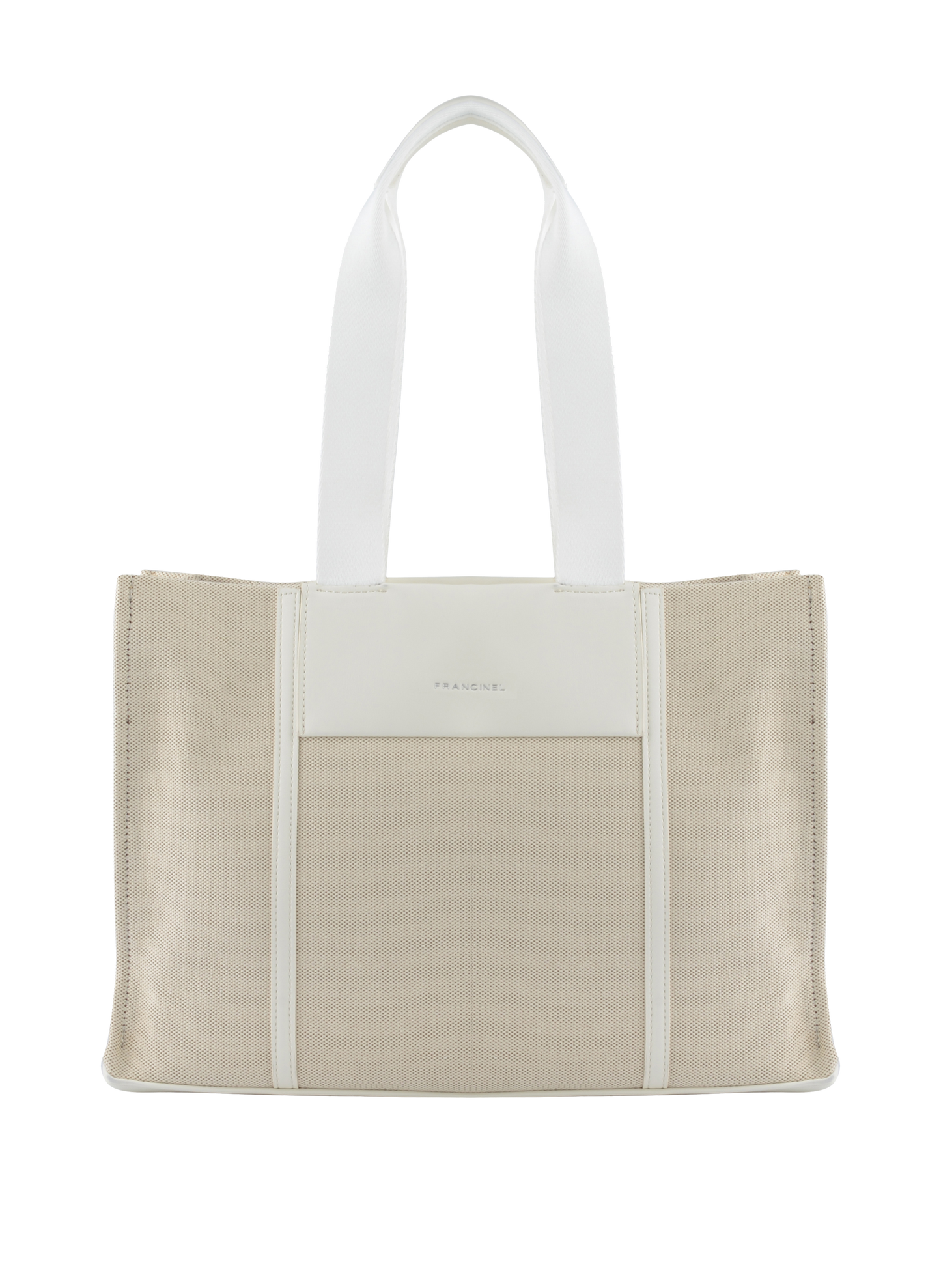 Rosalie - Grand sac porté épaule Beige/ Blanc