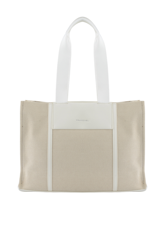 Rosalie - Grand sac porté épaule Beige/ Blanc