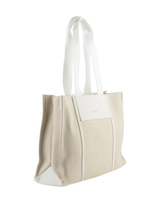 Rosalie - Grand sac porté épaule Beige/ Blanc