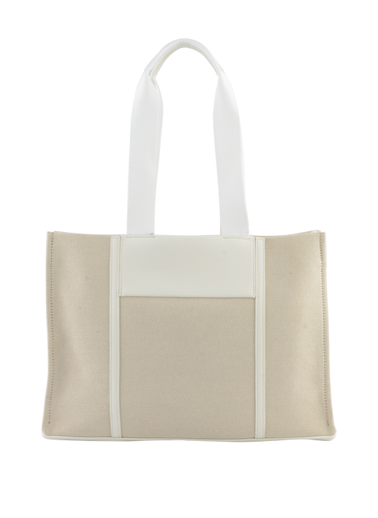 Rosalie - Grand sac porté épaule Beige/ Blanc