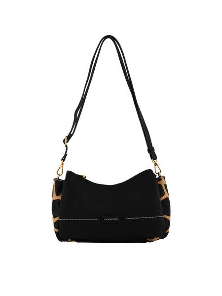 Dominique - Sac porté travers noir/girafe