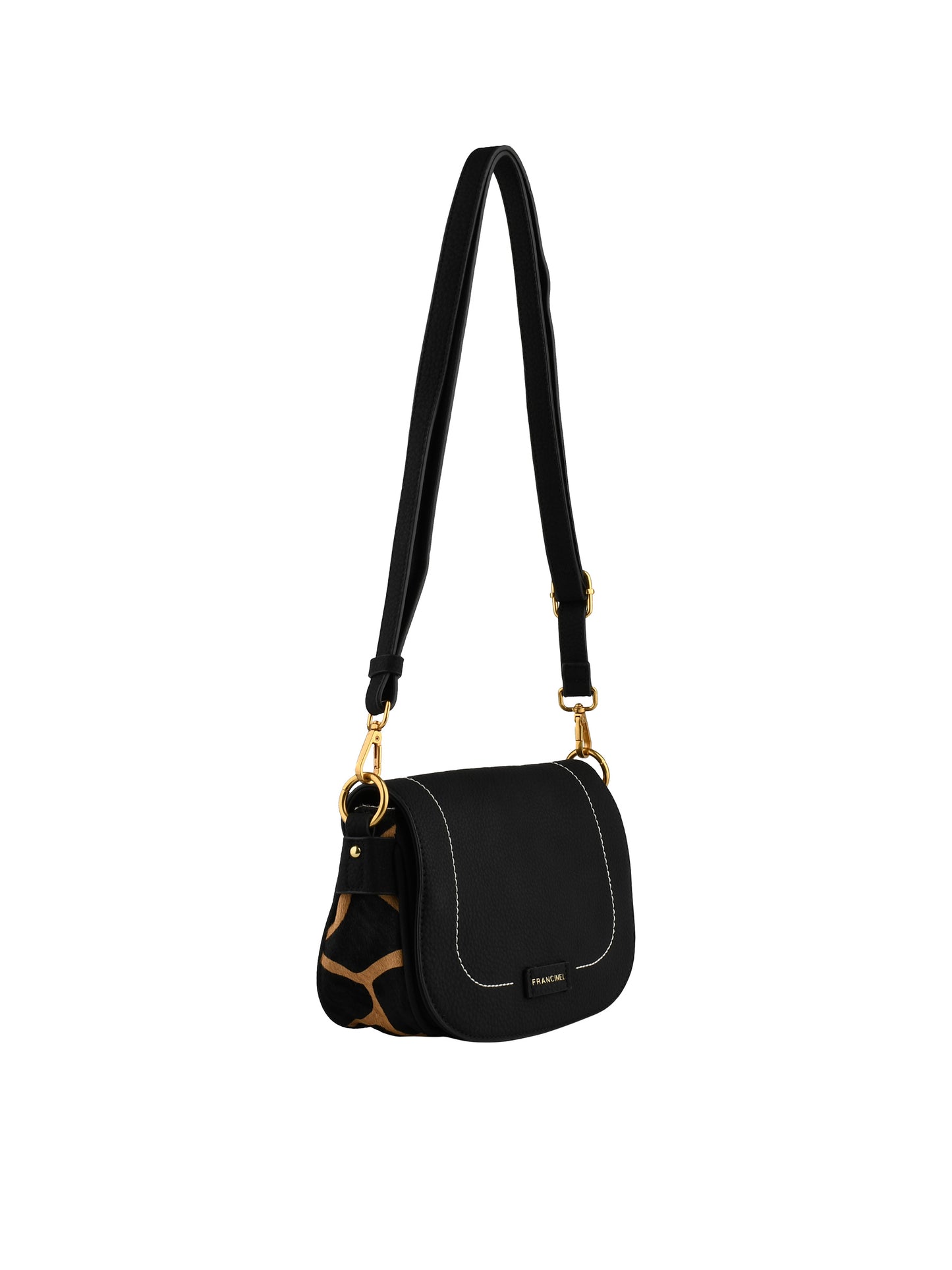 Dominique - Sac porté travers noir/girafe
