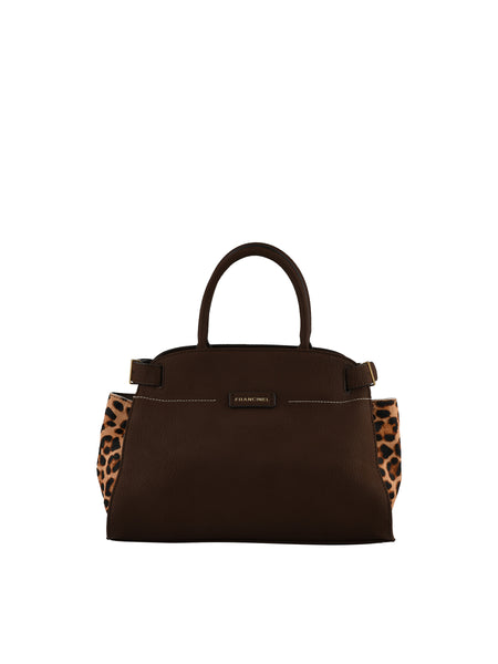 Dominique - Sac porté main marron/léopard