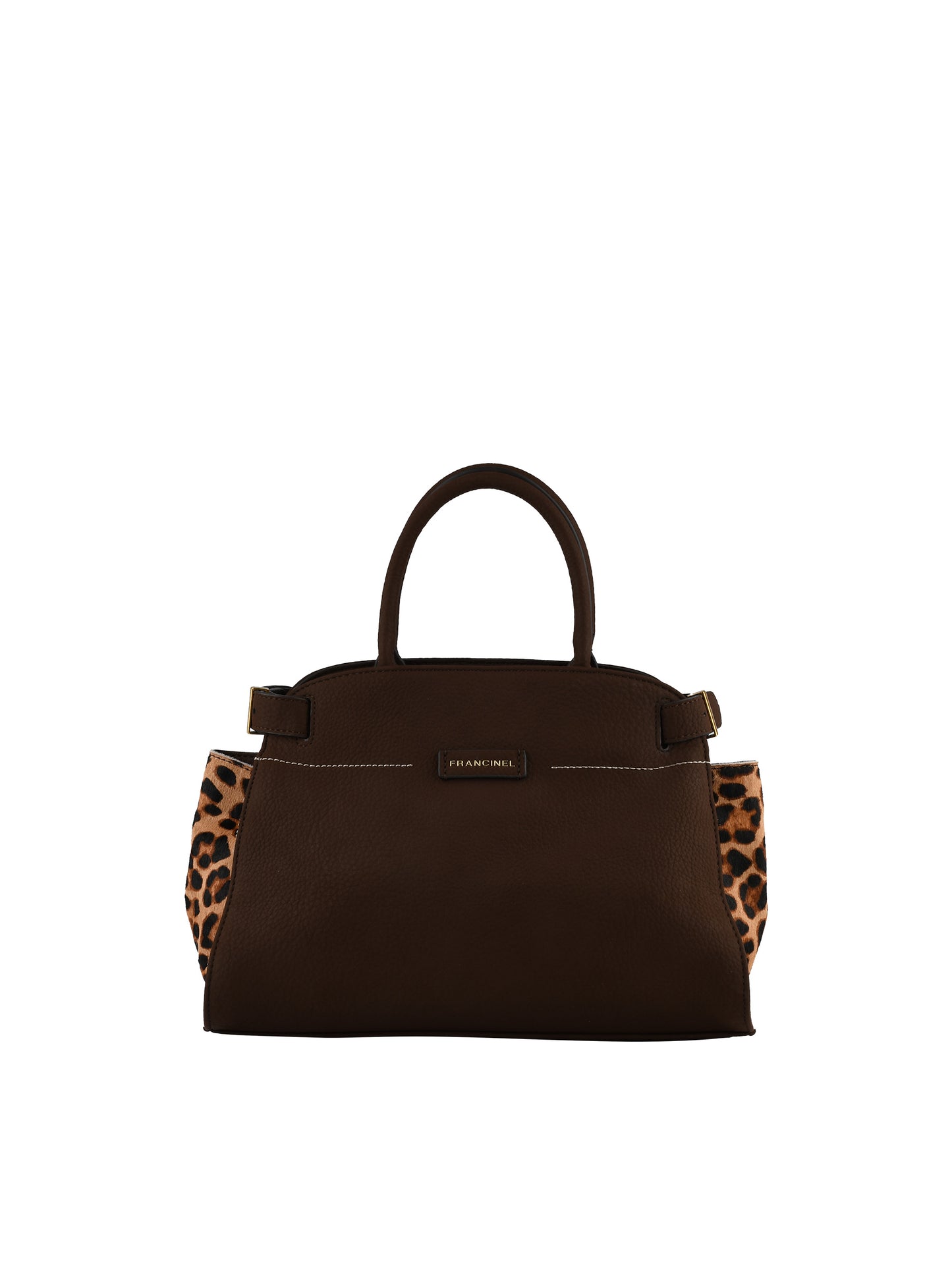 Dominique - Sac porté main marron/léopard