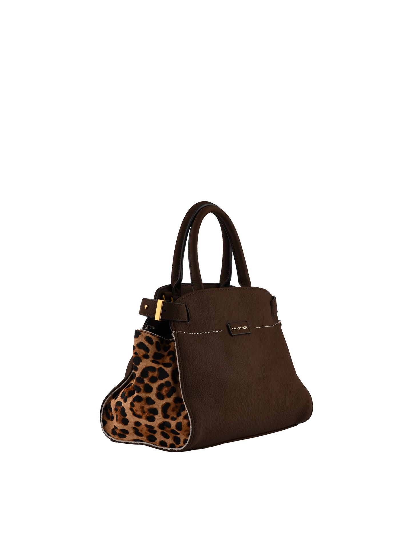 Dominique - Sac porté main marron/léopard