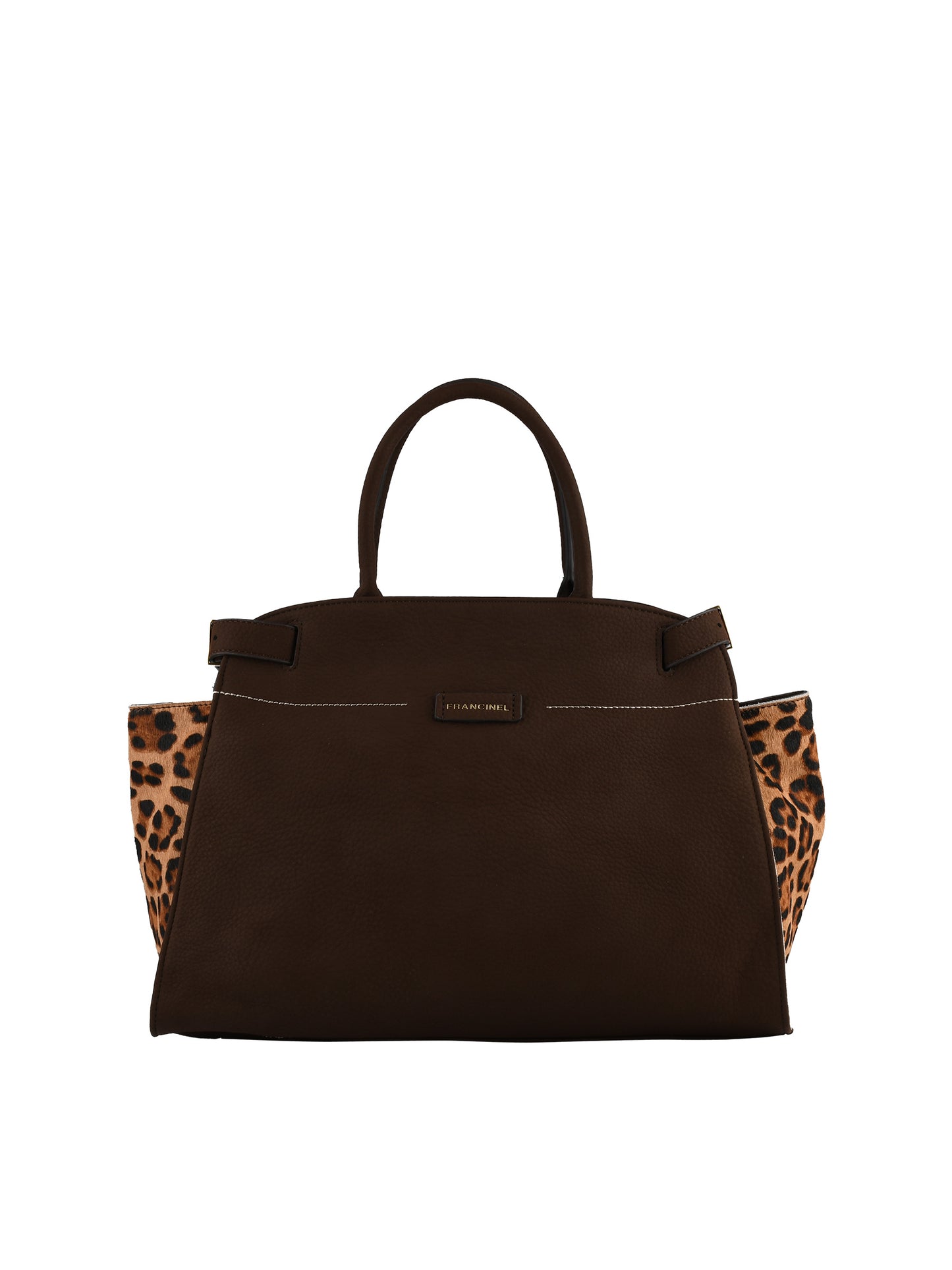 Dominique - Sac porté main marron/léopard