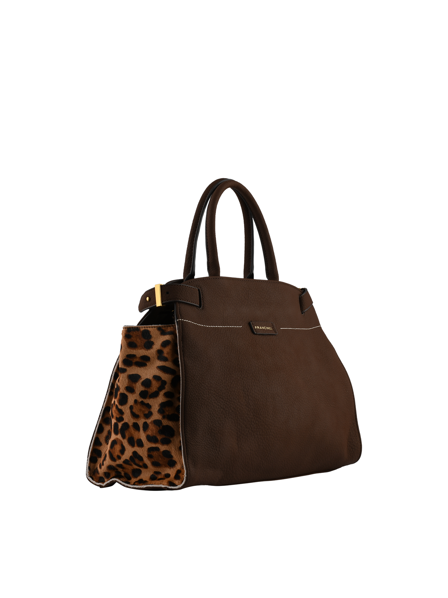 Dominique - Sac porté main marron/léopard