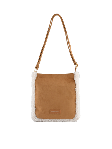Roselyne - Sac porté travers camel/blanc