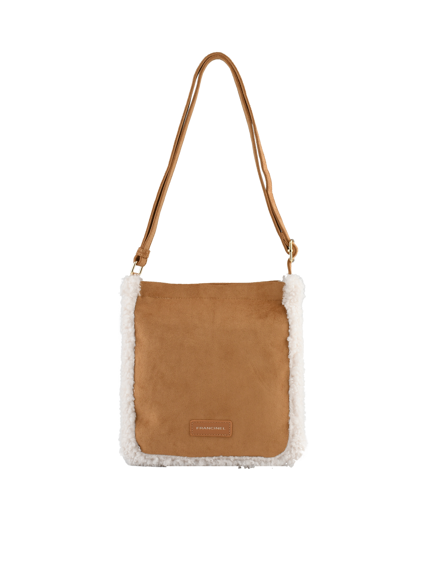 Roselyne - Sac porté travers camel/blanc