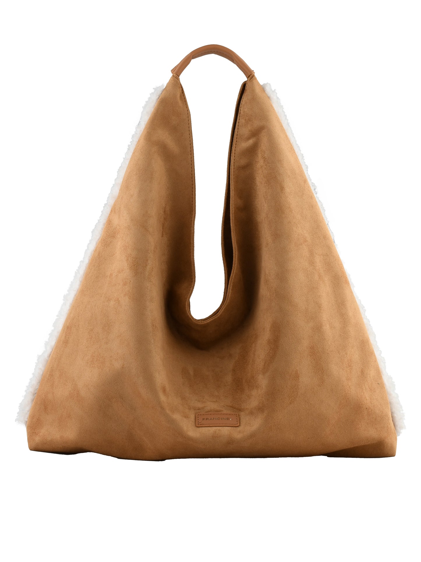 Roselyne - Sac shopping camel/blanc