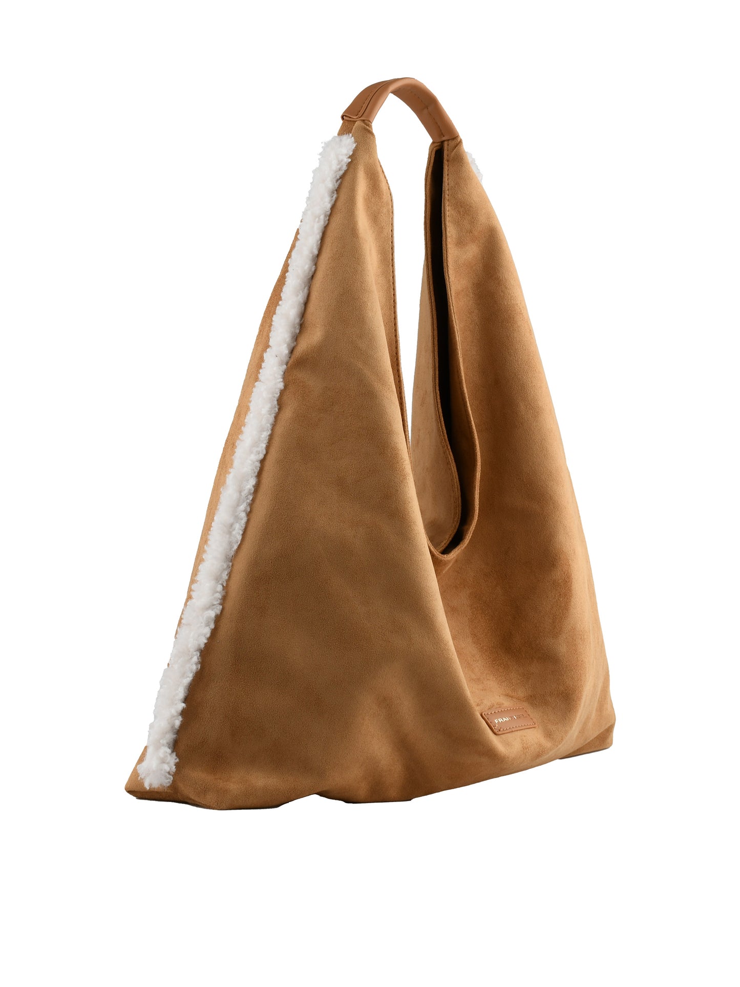 Roselyne - Sac shopping camel/blanc