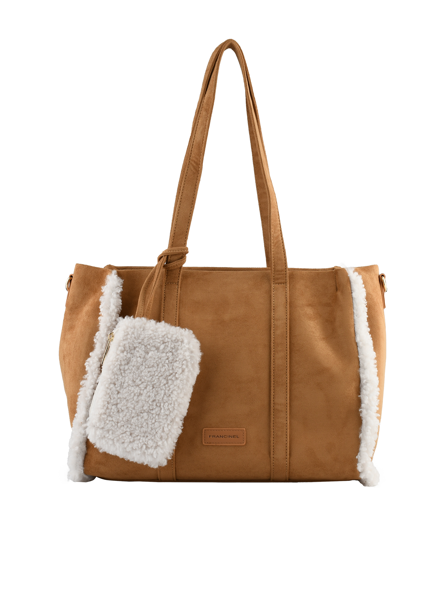 Roselyne - Sac porté épaule camel/blanc