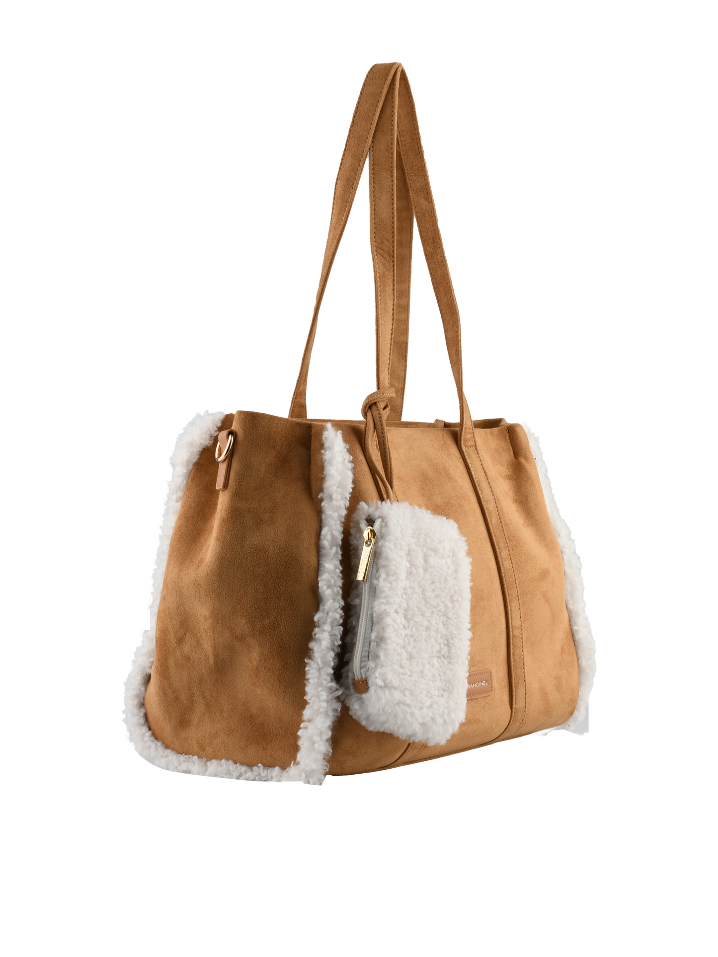 Roselyne - Sac porté épaule camel/blanc
